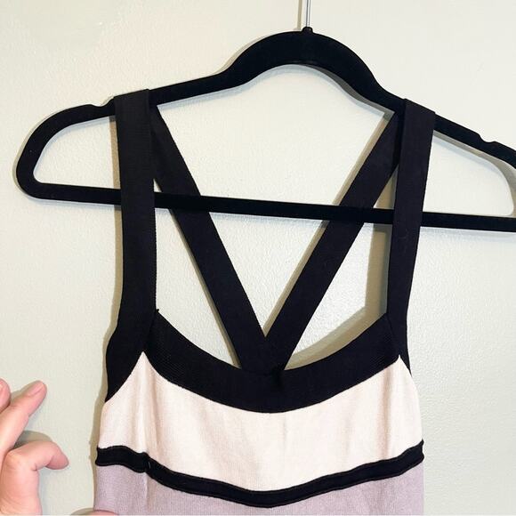 2B Bebe Womens Striped Square Neck Sleeveless Cross Back Dress Black White Large - Picture 13 of 13